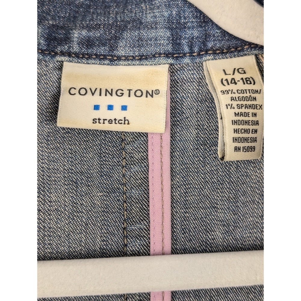 Covington Stretch Denim Jacket Blue Button Front … - image 6